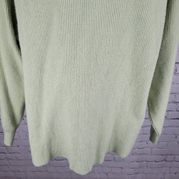 Free People Green Knit Oversized Pullover Turtleneck Sweater Size Medium M - Picture 6 of 11
